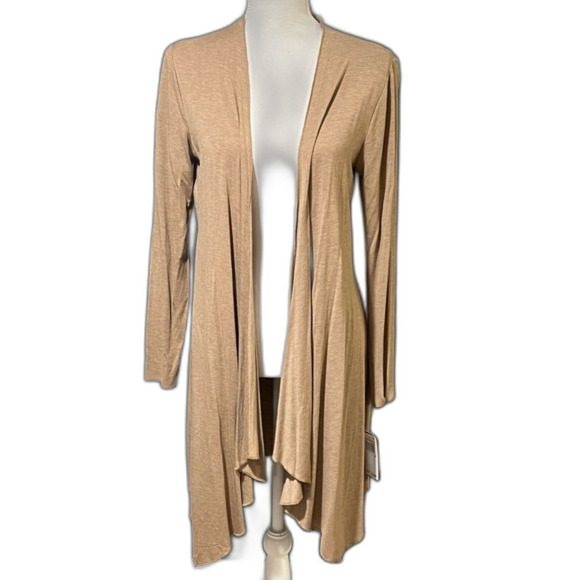 Lord & Taylor Context Tan Cardigan Size M Open Front Lightweight Flowy Layers - Picture 1 of 7